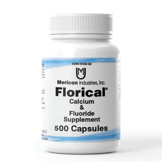 Florical - Calcium & Fluoride Supplement for prevention and remediation of otosclerosis, prevention and remediation of osteoporosis, bone health, & teeth and gum health. By Mericon Industries (500 Tablets Product)