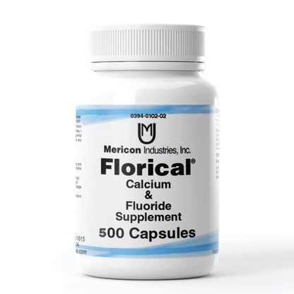Florical - Calcium &amp; Fluoride Supplement for prevention and remediation of otosclerosis, prevention and remediation of osteoporosis, bone health, &amp; teeth and gum health. By Mericon Industries (500 Tablets Product)