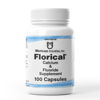 Florical - Calcium & Fluoride Supplement for prevention and remediation of otosclerosis, prevention and remediation of osteoporosis, bone health, & teeth and gum health. By Mericon Industries (100 Capsules Product)